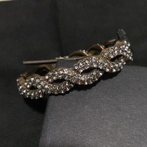 J Crew Grey Rhinestone Hinged Bracelet